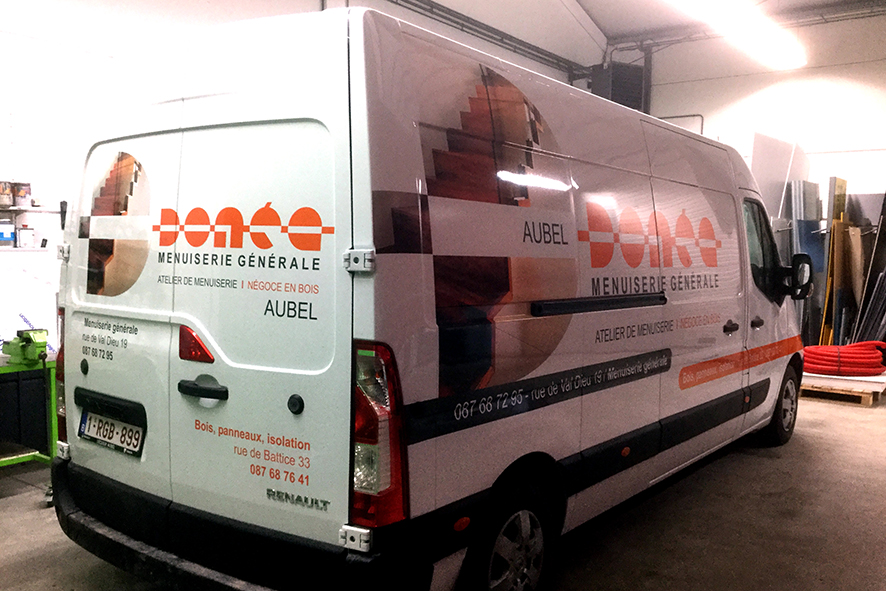 Lettrage camionnette, impression digitale