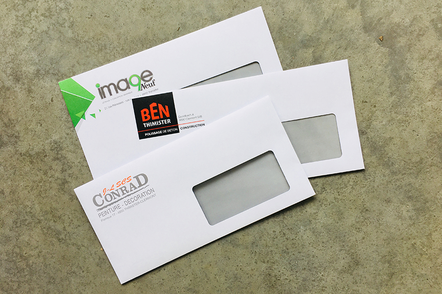 Publicité enveloppes, création conception